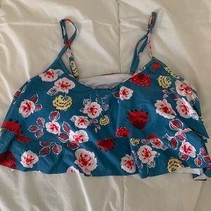 Blue & red flouncy bikini top